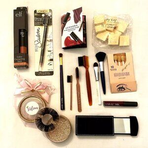 14 Mix lot of Makeup Cosmetics Fake Eyelashes Mirror Eyebrow Pencil Applicators